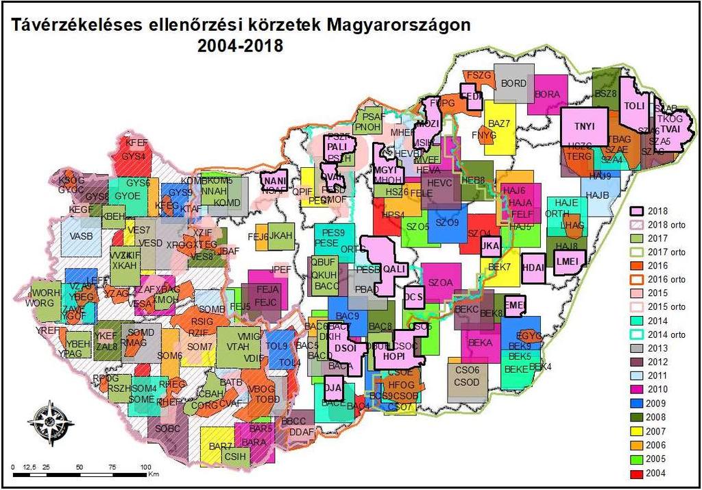 A hagyományos megközelítést támogató mintakiválasztás ellenőrzési körzetei űrfelvétel lefedés 135 000 km 2