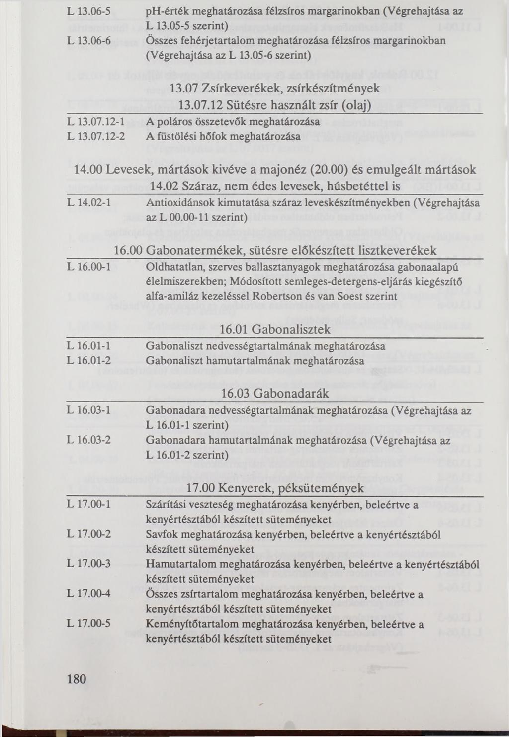 L 13.06-5 L 13.06-6 L 13.07.12-1 L 13.07.12-2 ph-érték meghatározása félzsíros margarinokban (Végrehajtása az L 13.
