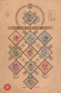 Központi Antikvárium 7 16. tétel 18. tétel 19. tétel 20. tétel Népstadion 1953 elnevezésű sorozatának különböző spor t - ágakat, illetve magát a stadiont bemutató 10 bélyegét helyezték el.