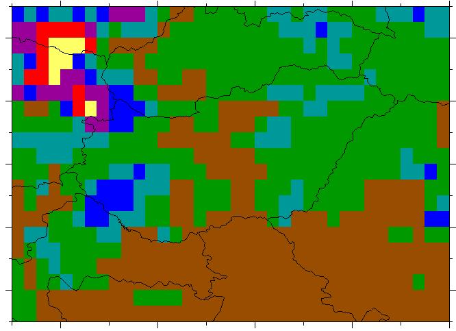 ENSEMBLES, A1B MODELLSZIMULÁCIÓ-CSALÁDOK Az SRES szcenáriók és az ENSEMBLES-projekt Csapadékcsökkenés valószínűsége (%) 2071 2100, nyár OMSZ modelleredményei Csapadék-változás (%) 2071 2100,