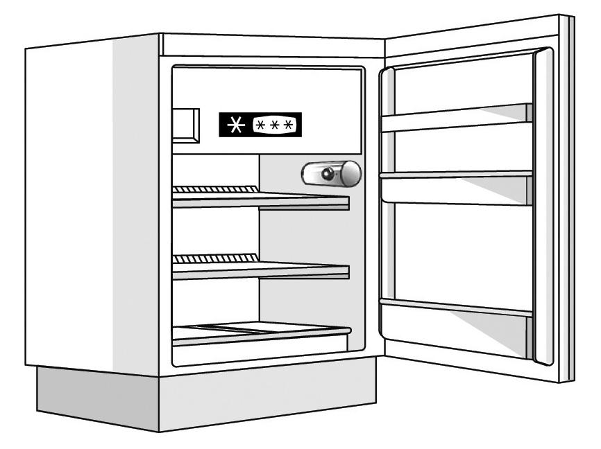 A HŰTŐTÉR ÜZEMELTETÉSE Ez a készülék egy csillagos alacsony hőmérsékletű térrel egybeépített automata hűtőszekrény. A hűtőtér leolvasztása teljes mértékben automatikus.