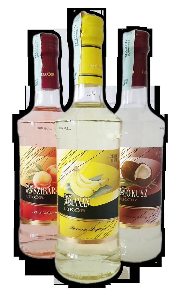Likőrvodkák Ananász 16% Banán 16% Citrom 16% Feketeribizli 16% Kókusz 16% Málna 16%