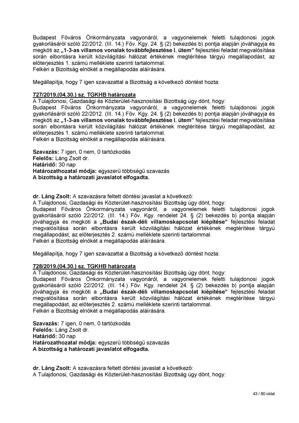 Budapest Főváros Önkormányzata vagyonáról, a vagyonelemek feletti tulajdonosi jogok gyakorlásáról szóló 22/2012. (III. 14.) Főv. Kgy. 24.