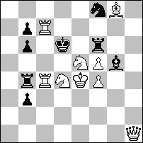 3 A3 Vjacseszlav Kopajev, Probleemblad, 1996. #2 9+8 Megoldás: 1. h7? [2. e7#] 1... f~ (a) 2. (x)f7# (A), 1... xf5 2. xf5#, 1... xh7 2. d7#, de 1... e6! (a ); 1. e1? [2. xb4#], 1... b~ (b) 2.