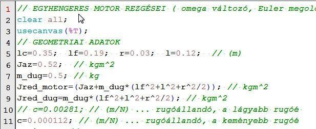 Grafikus felület bezárása, majd a programban a lágyabb rugóállandó