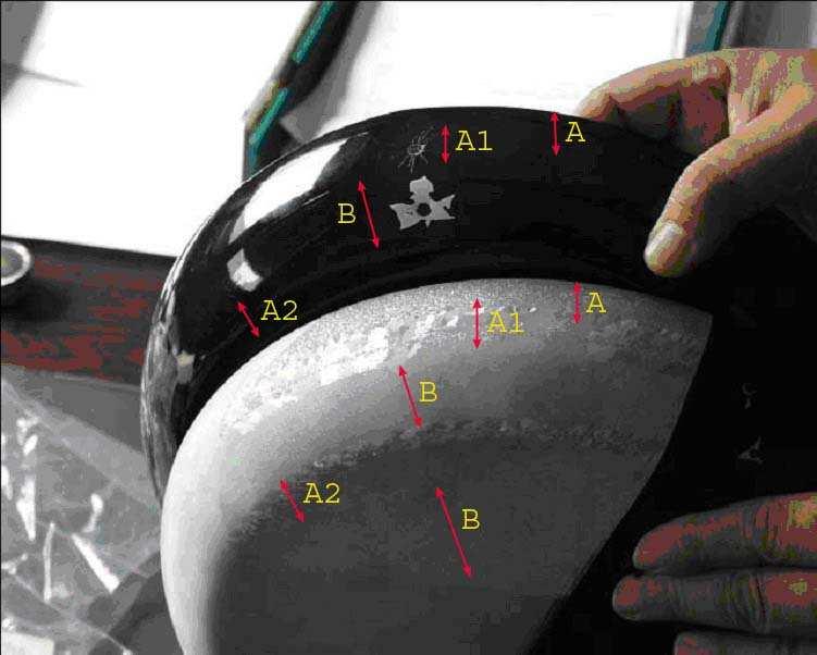 A = kristályosodási zóna zománckötéssel B = kristályosodás és kötés nélküli zóna 3) Az alumínium felületének hatása A kémiai felületelkezelés nagy jelentséggel bír a zománc és az alumínium közt