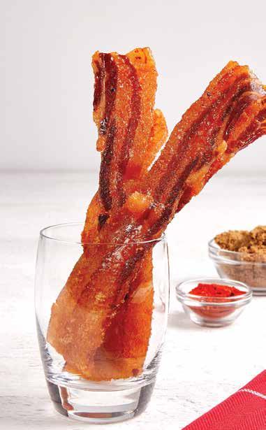 KANDÍROZOTT SZALONNA KANDÍROZOTT SZALONNA 4 fő részére ½ kg vastag szalonnacsíkok ¼ csésze barna cukor ¼ tk Cayenne-bors 2 ek juharszirup 1.