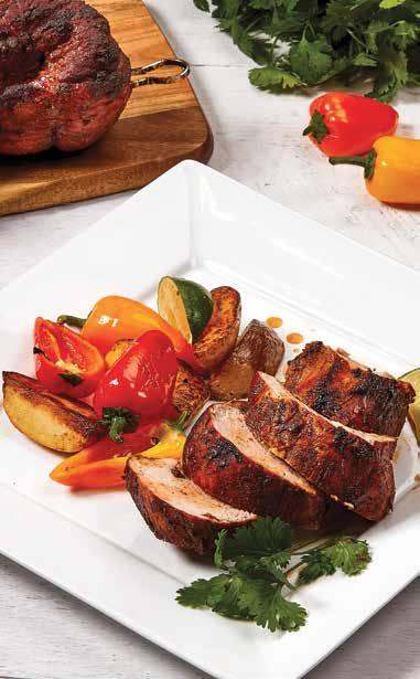 SERTÉSSZŰZ DÉLNYUGATI MÓDRA SERTÉSSZŰZ DÉLNYUGATI MÓDRA 4 személyre 2 szelet sertésszűz 1 ek csemegepaprika ½ ek római kömény ½ ek koriander 2 ek Sriracha szósz ½ ek tengeri só 3 ek barnacukor 3 ek