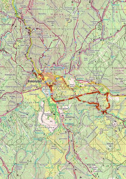 1. nap BAKONYBÉL KERTESKŐI-SZURDOK Útvonal: Bakonybél Borostyán-kút Kerteskői-szurdok Bakonybél Napi útvonalhossz: 15,3 km Napi szintemelkedés/lejtés: 371/371 m A Bakony Hotelnél lévő táborhelyet a