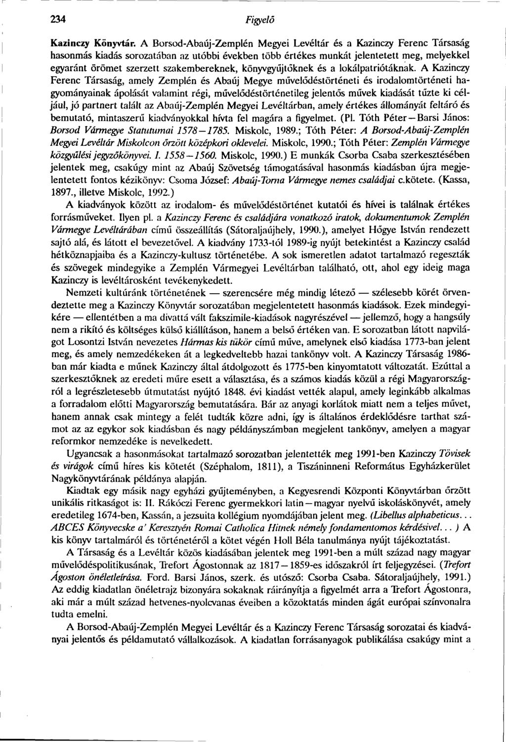 234 Figyelő Kazinczy Könyvtár.