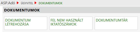 Az új, Fel nem használt iktatószámok nevű menüpont azokat az iktatószámokat tartalmazza a jövőre vonatkozóan, melyek a Dokumentum létrehozása során az Irat rendszerből megkérésre kerültek, de a