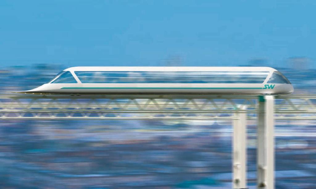 FŐ SZÁLLÍTÁSI MEGOLDÁSOK nagysebességű intercity közlekedés sebesség max. 500 km/h utazási távolság max.