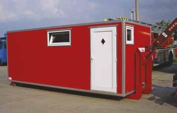 The DRY CHEMICAL-FOAM CONTAINER, coupled with the transport vehicle, is a fire-fighting tool equipped with x Fire Dos 500/3/3-PP-S foam mixers and x 50 kg GLORIA dry chemical extinguishers.