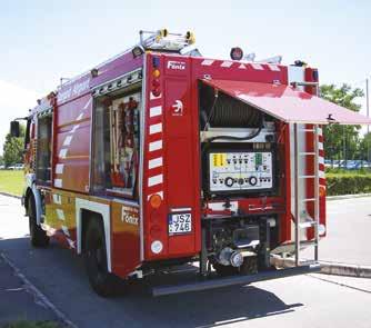 Roof-mounted monitor: Self-protection unit: Rapid intervention hose reel: Water tank: Foam tank: Dry chemical system: Extinguishing medium: