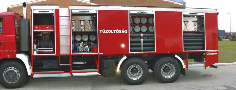 180 dual-circuit, pneumatic, ABS This high-performance gas-extinguishing fire-fighting vehicle has been developed for