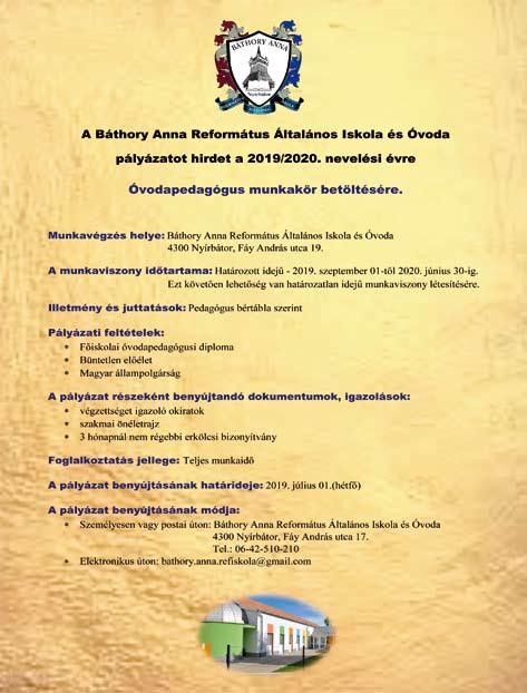 8 2019. június 21. 4233 Balkány, Kállói út 95. Tel.