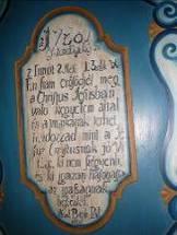 Bede Pál neve a szószék hátfalán, és az 1778-as évszám a templom ládáján Nevét és az évszámot szerencsére jól