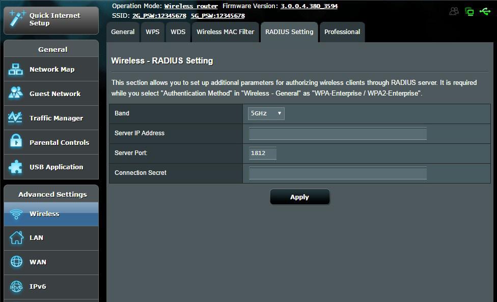 4.1.4 RADIUS beállítás A RADIUS (Remote Authentication Dial In User Service) beállítás egy külön biztonsági réteget nyújt, amikor a WPA-Enterprise, WPA2-Enterprise, vagy Radius 802.