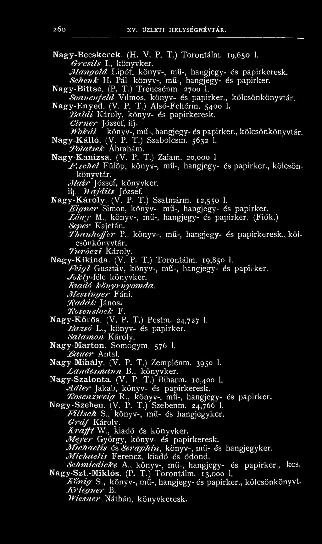 12,550 1. Figner Simon, kön yv- mű-, hangjegy- és papirker. L ő n y M.: kön yv-, mű-, hangjegy- és papirker. (Fiók.) S ep er Kajetán. T h a n h o f f e r P., k ön yv-, mű-, hangjegy- és papirkeresk.