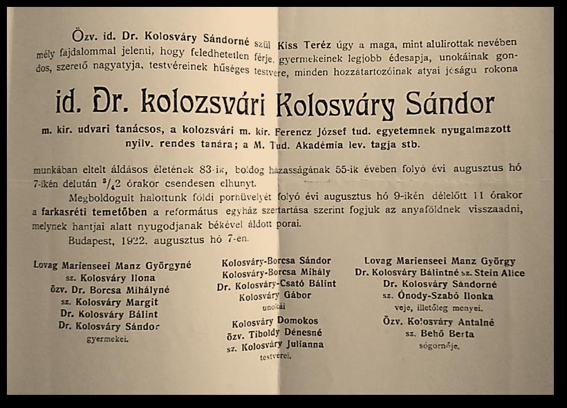 2. számú melléklet Gyászjelentés:
