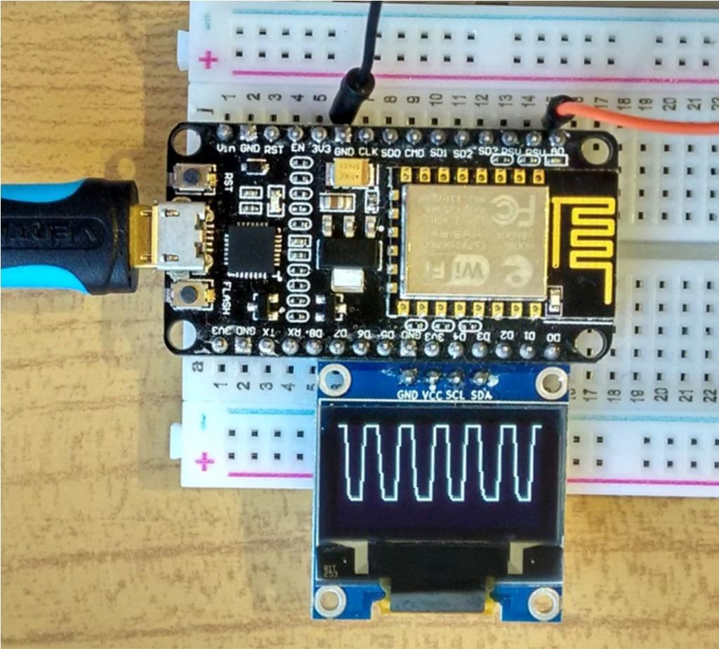 Gagyiszkóp NodeMCU kártyával A mintavételezés a korábban mutatot módon, kb. 3,3 khz-en történik.