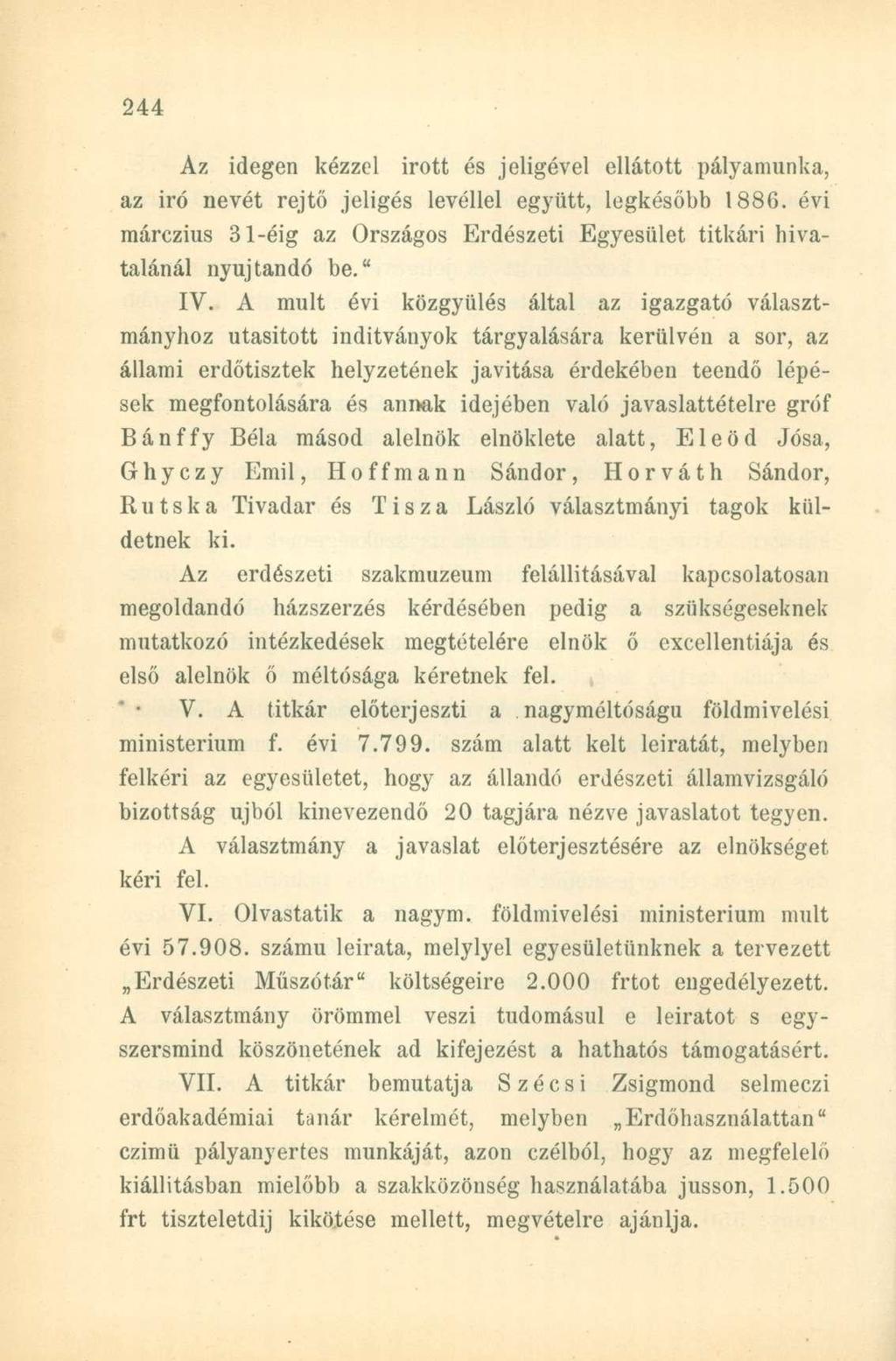 Az idegen kézzel irott és jeligével ellátott pályamunka, az iró nevét rejtő jeligés levéllel együtt, legkésőbb 1886.