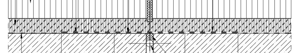 3. ábra Rejtett dilatáció (csuklóhézag-távolság 15 mm) 1 pályalemez; 2 kellősítés; 3 védőaszfalt réteg; 4 kötőréteg; 5 kopóréteg; 6 szigetelőréteg; 7 tapadásgátló alufólia,