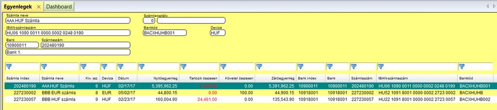 CASH MANAGEMENT (SZÁMLAINFORMÁCIÓK) 1.11.