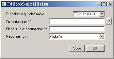 beszedés vagy átutalás), továbbá az esedékesség dátuma, és a megbízások csoportazonosító, illetve kiegészítő csoportazonosító mezőiben megadott