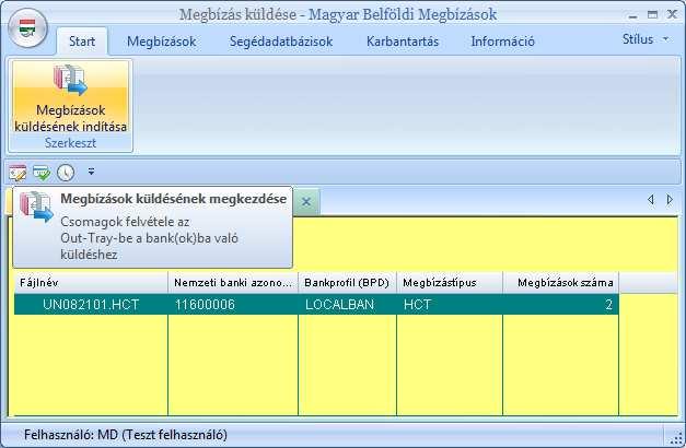 A kiválasztás véglegesítése után a csomagolás ikonra kattintva a rendszer automatikusan előkészíti a megbízásfájlokat -