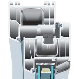 optimum Egyszerű és takarékos 7 3 4 5 5 kamrás mm Arcade profilrendszer Alapkivitelben kétrétegű g =,0 W/m K, opcióban háromrétegű g = 0,6 W/mK üvegezés Az üveg 5 mm mélyen