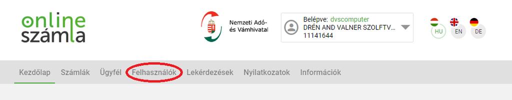 7. A következő feladat a Technikai felhasználó beállítása.