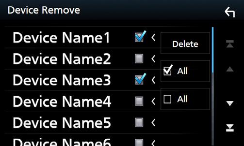 Bluetooth alapú vezérlés 2 Érintse meg a csatlakoztatni kívánt eszközt. Regisztrált Bluetooth eszköz törlése Érintse meg a [Delete] gombot. hhmegjelenik a profil kiválasztására szolgáló képernyő.