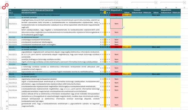 Az OVI űrlap használatát színkódok támogatják. Áttekintő jelleggel Színkódok A kék háttér információs jelentőséggel bír, tagolja a megjelenített követelményeket.