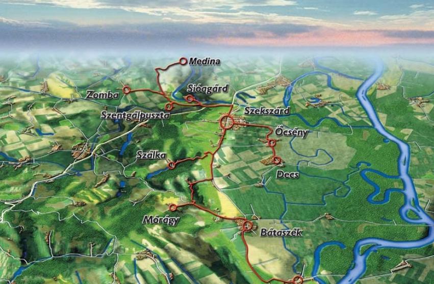 8. ábra: A Szekszárdi borút látványtérképe 2000. Forrás: ANGLER 208b A szolgáltatók térbeli koncentrációja azonban már ekkor is Szekszárdra és közvetlen környékére irányult.