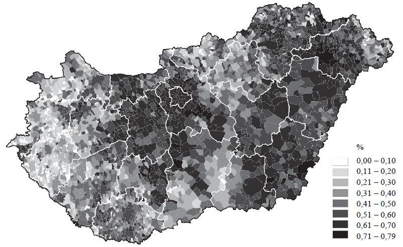 A vallási diverzitási index alakulása