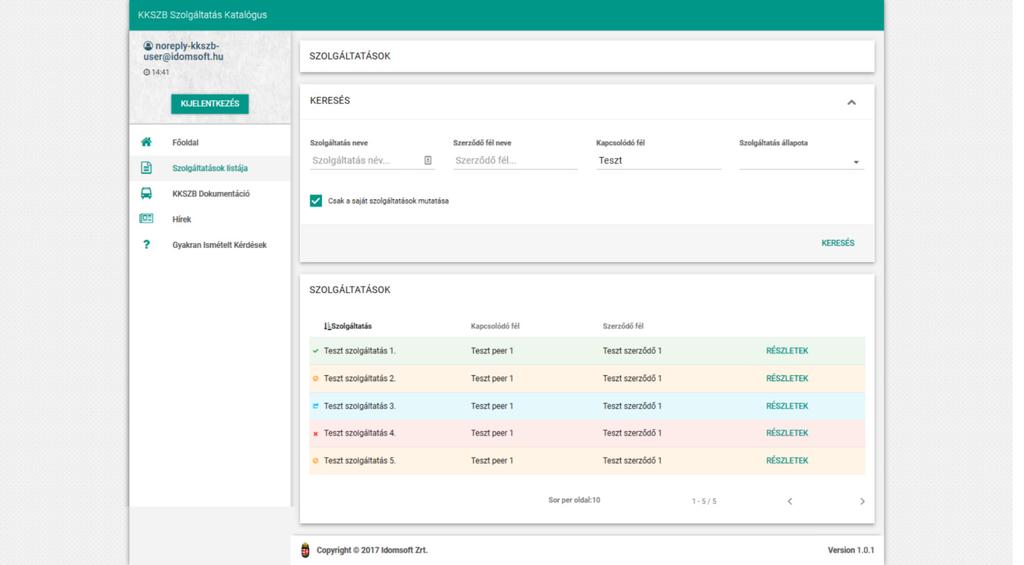 IdomSoft Zrt. v1.0.0, 2018-06-15 KKSZB Szolgáltatás Katalógus (SZK) Ábra 8.