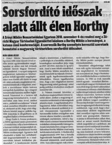Műhelyünket beharangozandó, a Magyar Hírlap című budapesti napilapban az alábbi cikk jelent meg: További részletek megtalálhatók jelen kötetünk