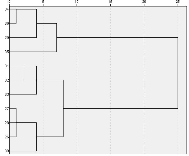 168 48. ábra [á], bemelegítés előtt, férfi alcsoport, esetekre, 16, dendrogram A 17.