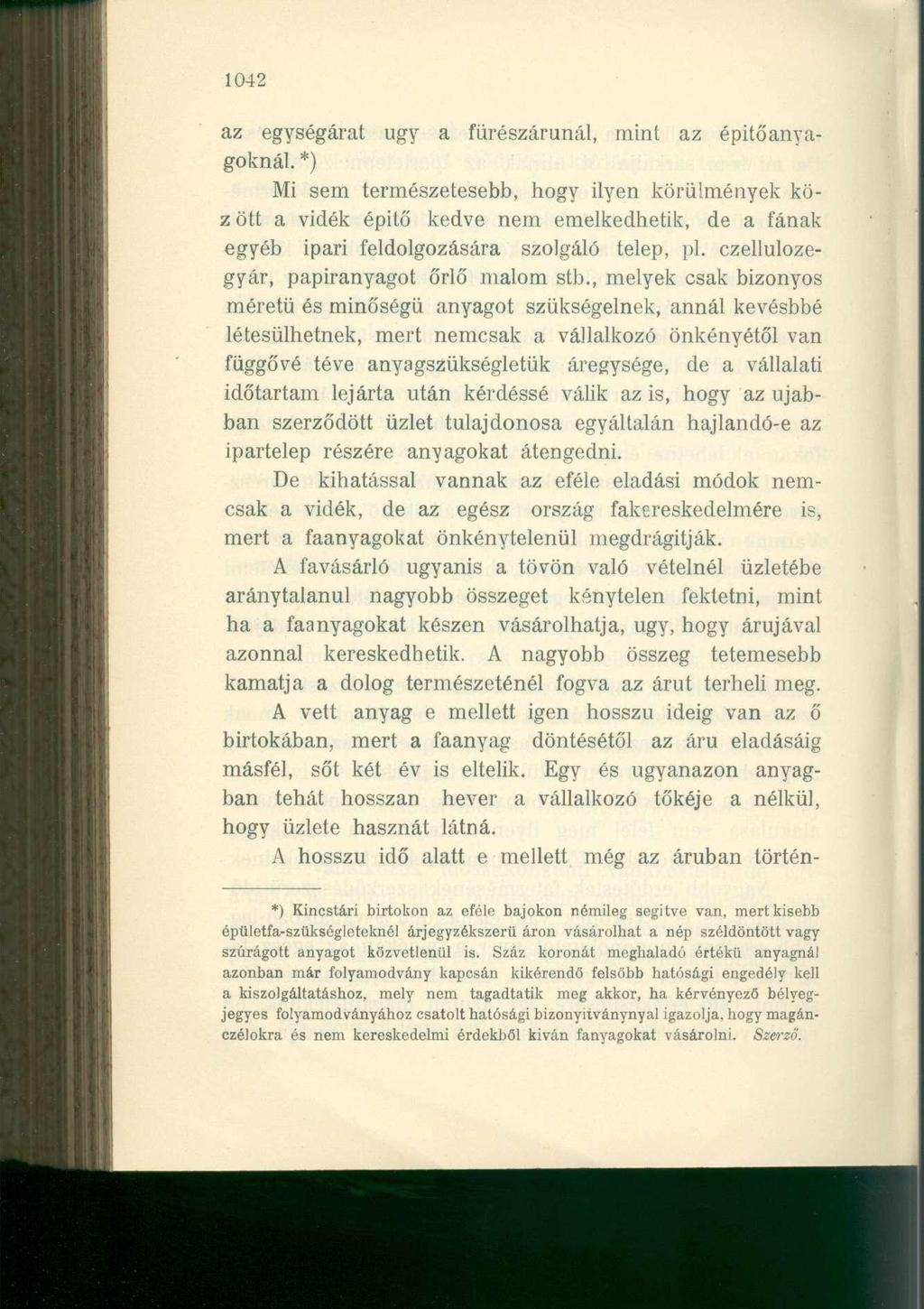 1042 az egységárat ugy a fürészárunál, mint az építőanyagoknál.