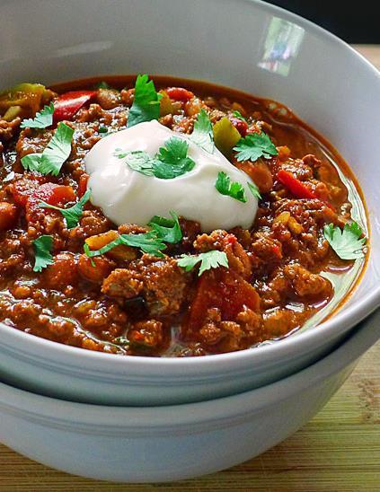 Chili con carne 150 g pulykacomb, darálva 8 g repceolaj 30 ml tej 1,5% (3 evőkanál) 100 g paradicsom (friss vagy passzírozott) 0,5 kis fej vöröshagyma 20 g kukorica konzerv (2,5-3 ek) 30 g babkonzerv