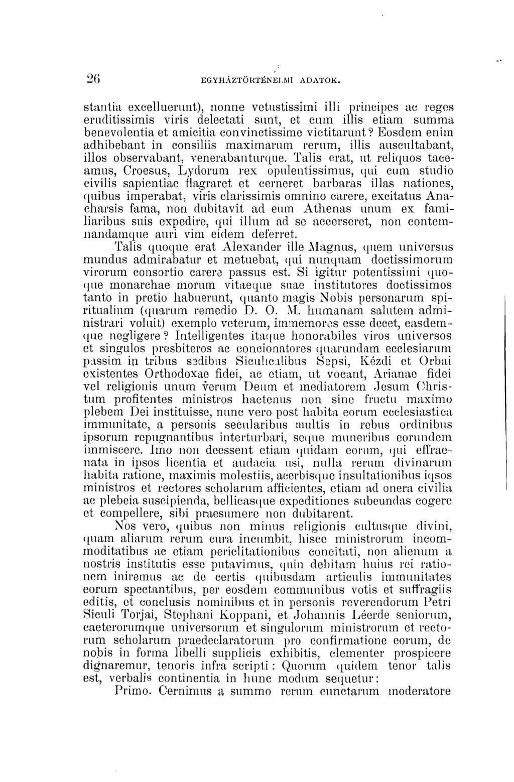 26 EGYHÁZTÖRTÉNELMI ADATOK.