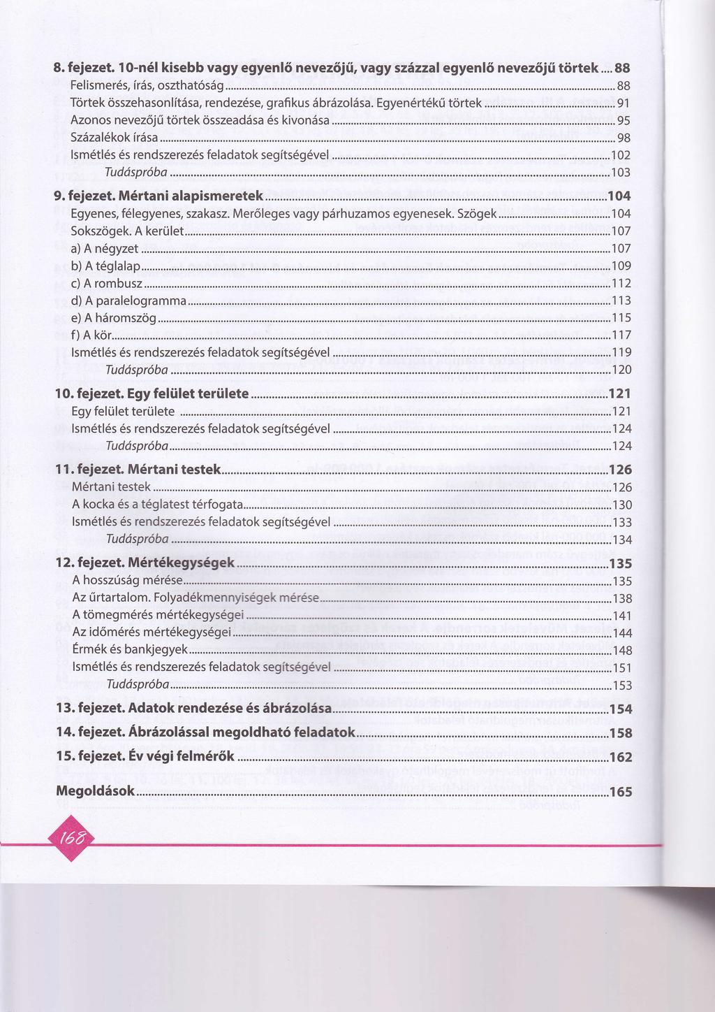 zet. 1O-6l kisebb vagy egyel6 evez6jii, vagy szszzal egyel6 evez6jfi tiirtek...88 tek osszehasolitdsa, redez6se, grafikus dbrszo16sa. Egye6rt6k( tortek...91 os evez6j( tortek osszeaddsa 6s kivodsa.