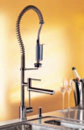 BLANCOMASTERS Profi A célszerű csaptelep professzionális igényekre Kihúzható zuhanyfej, változtatható vízsugárral (a gyengétől az örvénylőig) és fröccsenésvédővel A zuhanyfej könnyen rögzíthető a