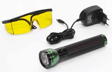 UV szivárgáskeresés Kék fényű UV szivárgáskimutató LED-es lámpa Kék fényű UV szivárgáskimutató LED-es lámpa 12 V-os üzemi feszültség, így közvetlenül