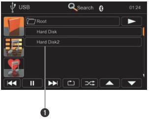 USB FORRÁS MŰKÖDÉSE USB forrás egyedi funkciói USB elosztó Kijelző elemek: 1.