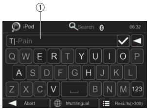ipod/iphone FORRÁS MŰKÖDÉSE Kereső funkció: Betűmegadásával is kereshet trackek és albumok között. Kijelző elemek: 1. keresési eredmények Vezérlő elemek: 1.