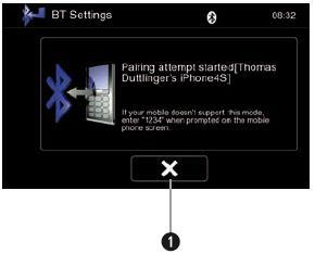 BLUETOOTH ÜZEMMÓD 4. Vezérlő elemek: 1. csatlakoztassa le a mobilt A ZENEC készülék arra kéri a mobiltelefont, hogy a SMART vagy PIN csatlakoztatási módot használja.
