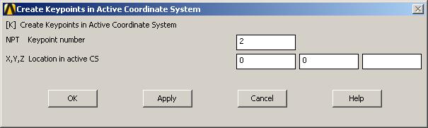 ANSYS indítása, majd válasszunk munkakönyvtárat és jobname-t. A munkakönyvtár legyen pl C:\Temp. Utility Menu -> File -> Change Directory... Utility Menu -> File -> Change Jobname.