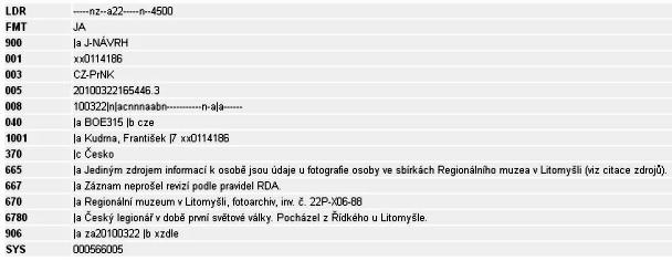 ábra Az előző rekord MARC21 formátumban A használt alkalmazás fontosabb paraméterei: Szállító: Platform: Adatbázis: Üzemeltető: Belső adatformátum: Támogatott kimeneti adatformátumok: Kommunikációs